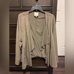 Sejour draped open-front cardigan with subtle perforations